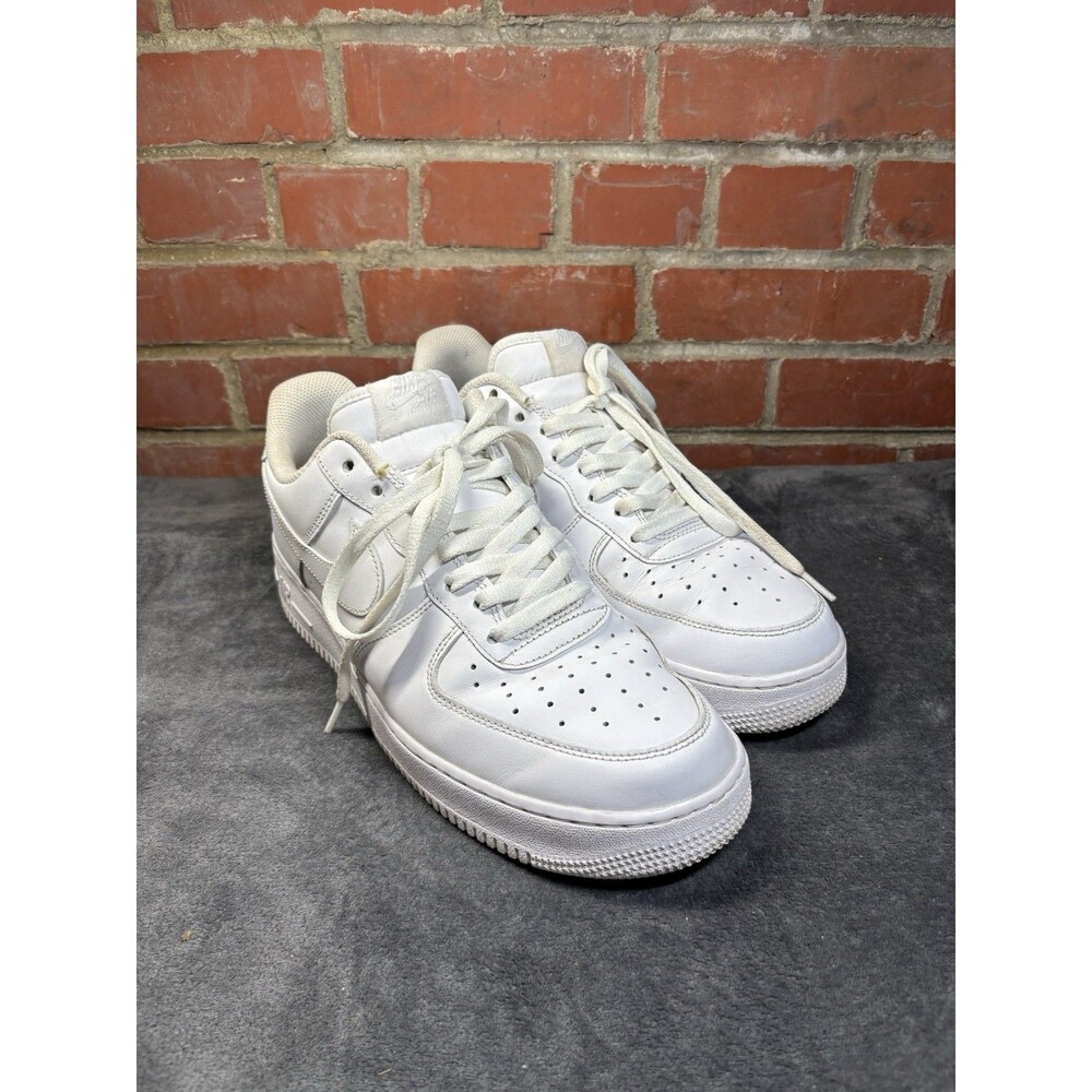 Nike Air Force 1 '07 Low Triple White Athletic Sneakers Shoes Size 12 US